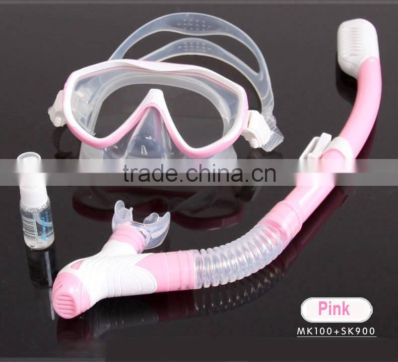 2016 black PU silicone swimming competition snorkel, diving masks and snorkel set(SK-901)