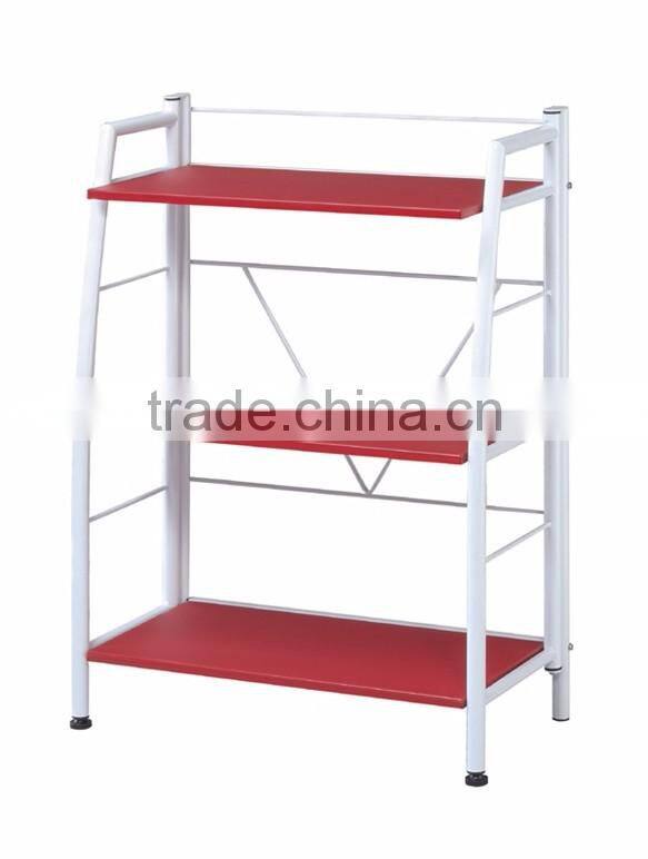 3 Wood Shelves Metal Frame Industrial Folding Storage Rack Shelf Bookcase