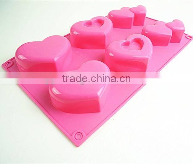 10115 6 pcs hearts Shape Silicone Cake Mold