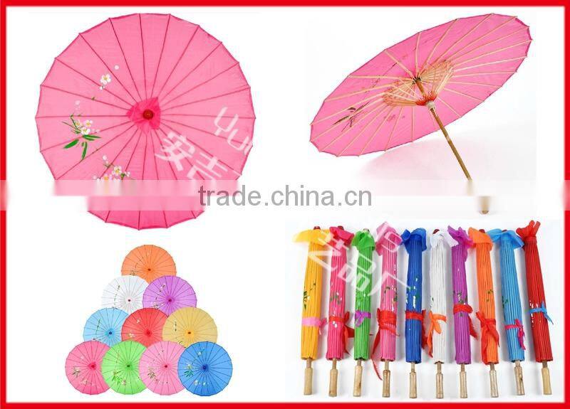 Flower panited Chinese silk bamboo parasol