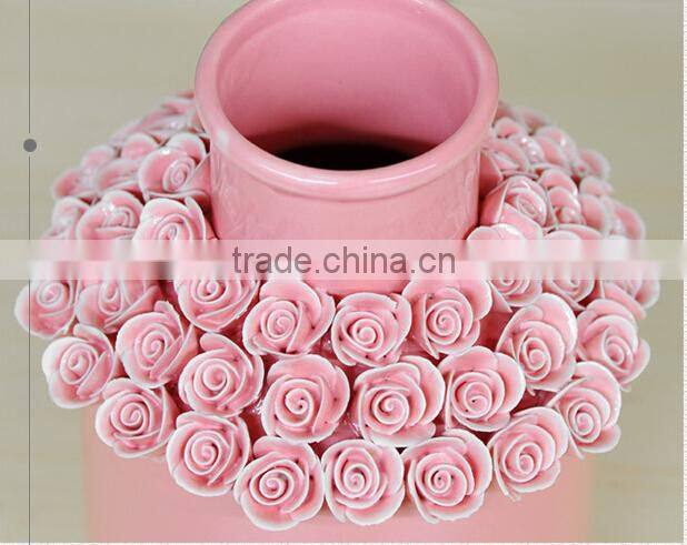 Garden Rose ceramic handicraft candle holders home decoration ceramic candle wholesale