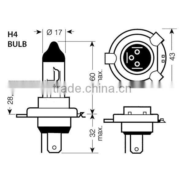 yellow light bulb h4/car halogen bulb/xenon h4 halogen bulb