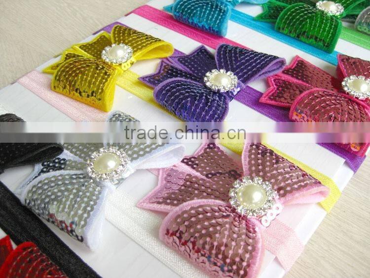 sequin bow flower clip for kids hair accessories