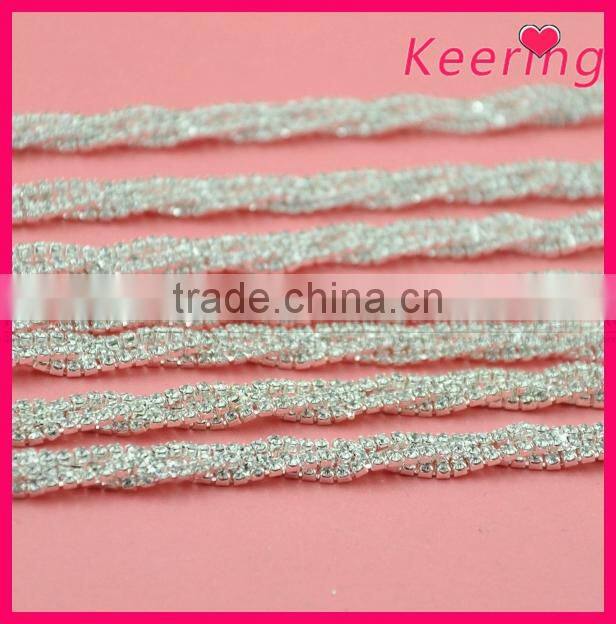 silver rhinestone cup chain trim for head hoop WRC-233