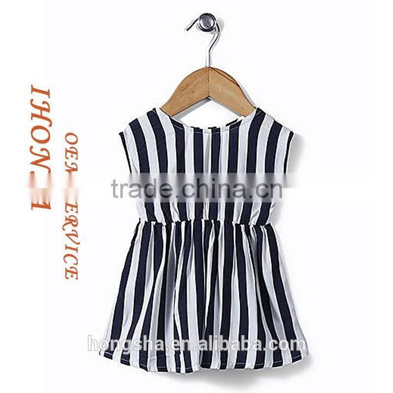 Sleeveless Black And White Striped Baby Frock Designs Sleeveless Baby Frock HSd6010