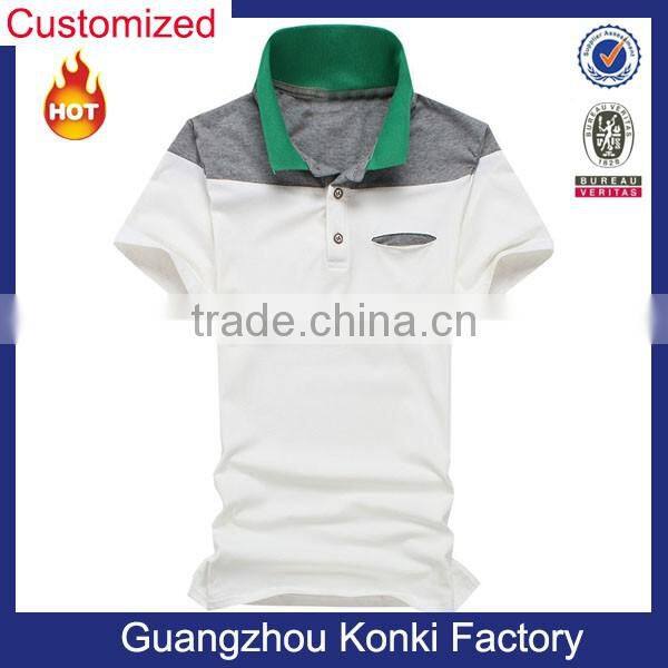 splicing fabric 100% double pique cotton custom polo shirt