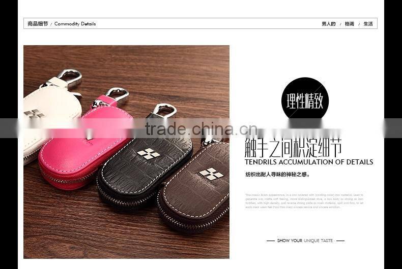 Many Color Top Grain Cowhide Genuine Leather Fashion Men Car Key Case Chains Holder