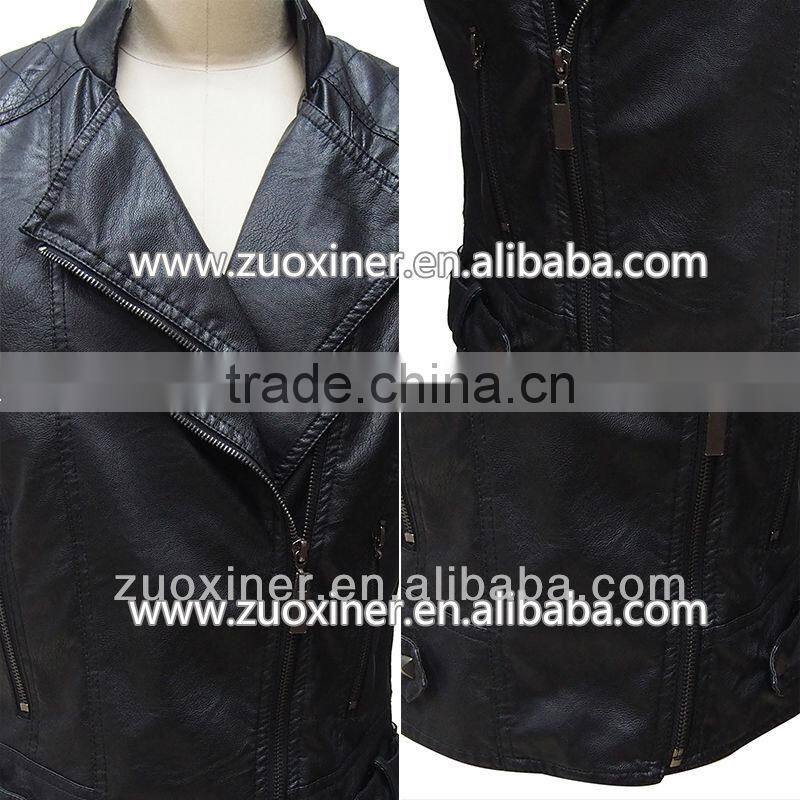 2014 woman sexy new design fashion pu leather vest