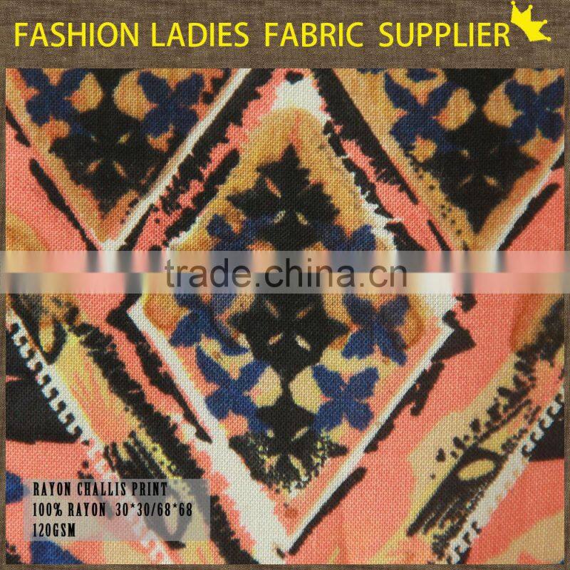 Rayon digital printing fabric made in china100% printed viscose woven fabric fashion lady garment fabric