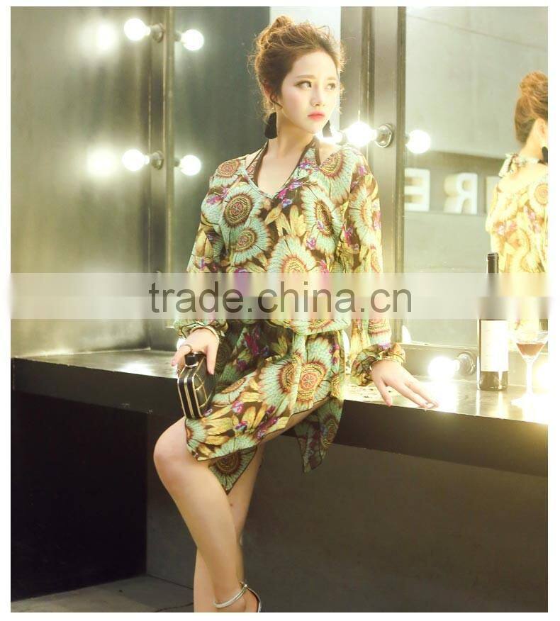 Sexy Sailed Women Sports Padded Bikini Swimwear with mixed print