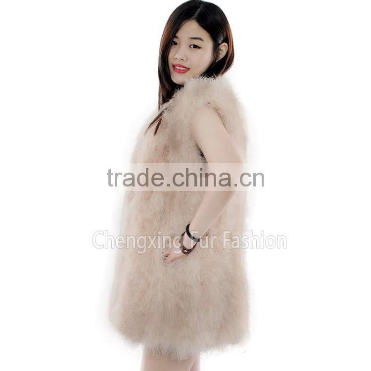 CX-G-B-137E Genuine Feather Dress Lady 's Vest