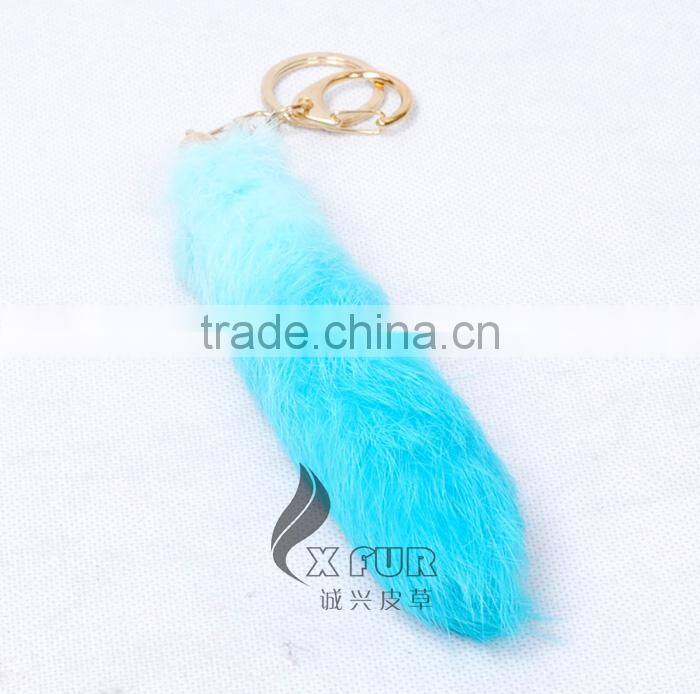 CX-R-39D Fashion Dip Dyed Girls Wholesale Real Rabbit Fur Key Chain Fur