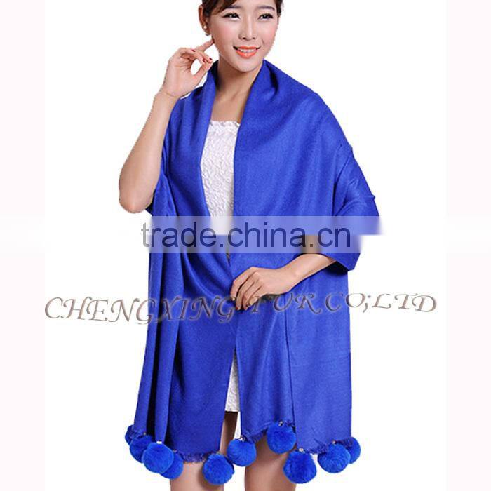 CX-B-P-42A Fur Decora Fashion Women Shawl Pashmina Scarves
