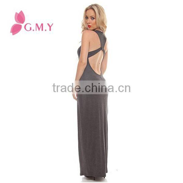Women scoop neck racer back sleeveless casual dress strechy long maxi dress