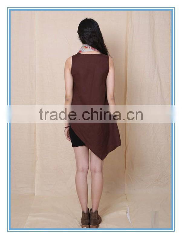 2016 Fashion Plain Customed Newest Ladies Long Vest