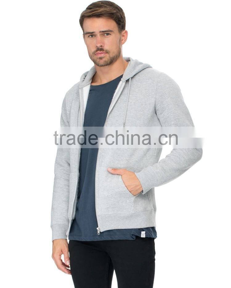 Men's cheap plain grey 100 polyester hooded sweatshirt