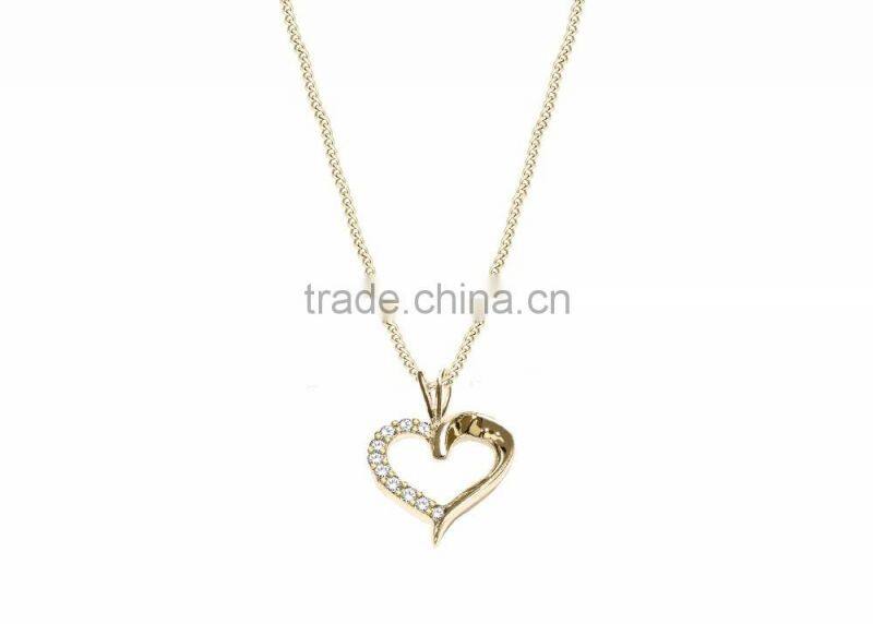 Fashionable Gold Plated CZ Studded Heart Pendant