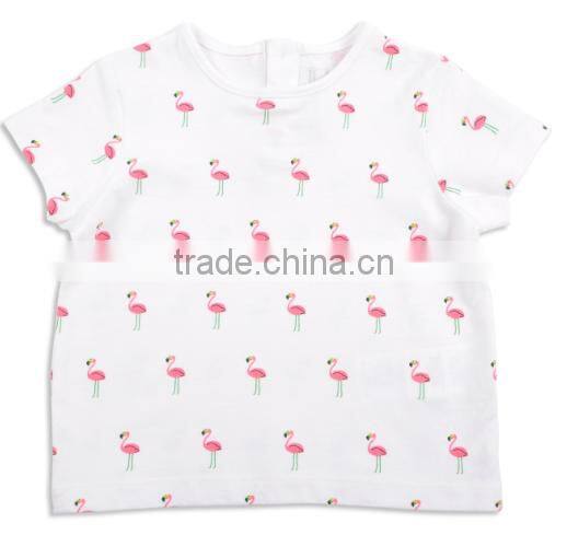 JannyBB Latestn 2017 Rose Applique Strips Jersey Wholesale Girls Shirt