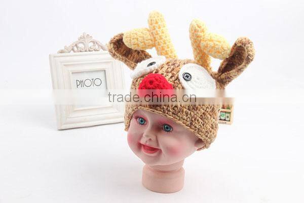 Handmade Cotton Winter Deer Animal Baby Hat And Cap Crochet Hat