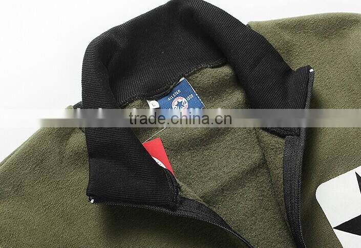 Winter Autumn New Arrival Fleece Pure Cotton Long Sleeve Jacket With Rib Collar & Cuff & Bottom Hoodie Without Hood