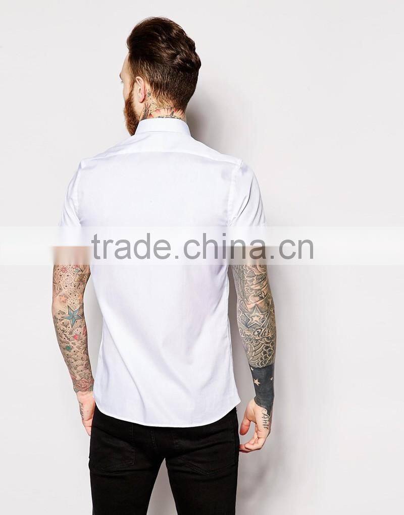 short sleeve mens cotton satin busines shirt