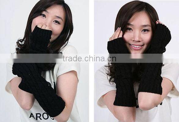 Women Arm Warmer Knitting Wool Long Cool Fingerless Gloves7869