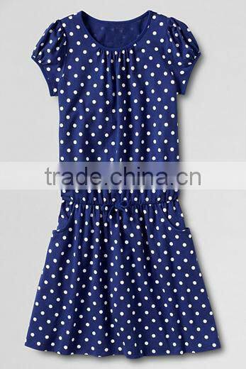 GIRLS STRIPED DROP WAIST DRESS WITH ADJUSTABLE DRAW CORD & POCKETS