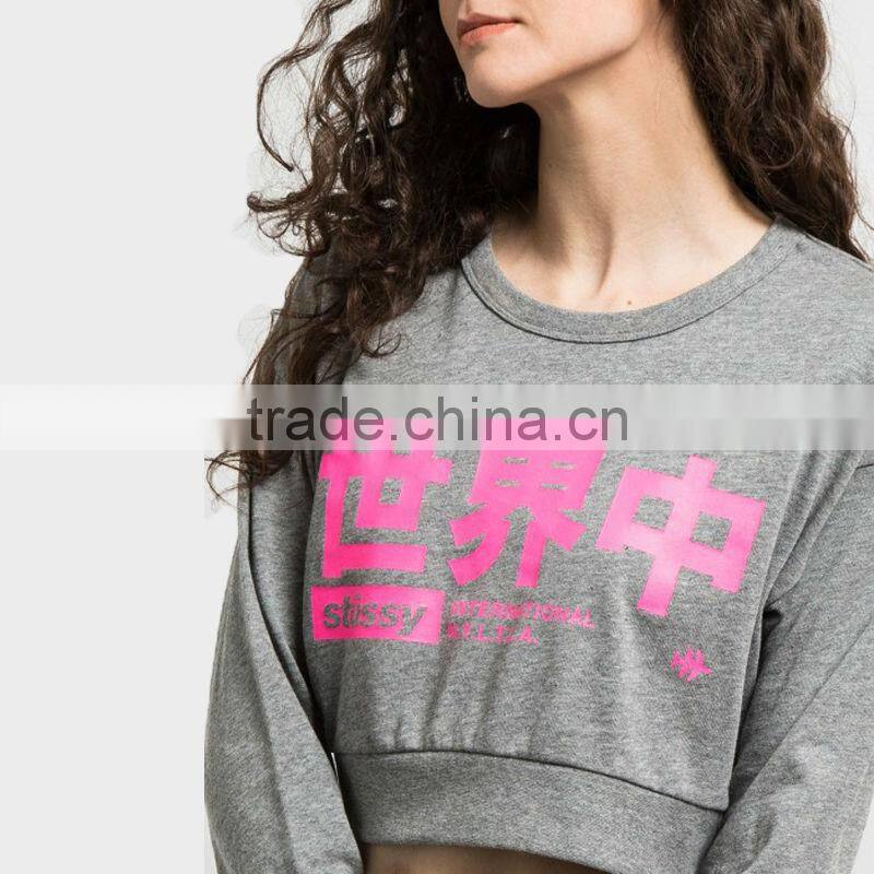 fashion hoddies long sleeve crew neck ladies cotton sweater