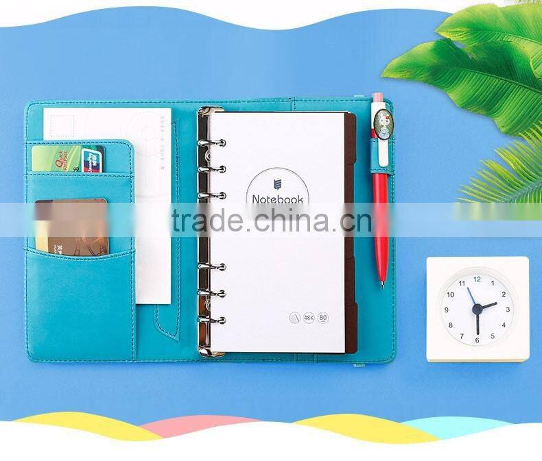 48K faux leather cover agenda planner portable loose-leaf planner with elastic band/insert pocket/pen holder
