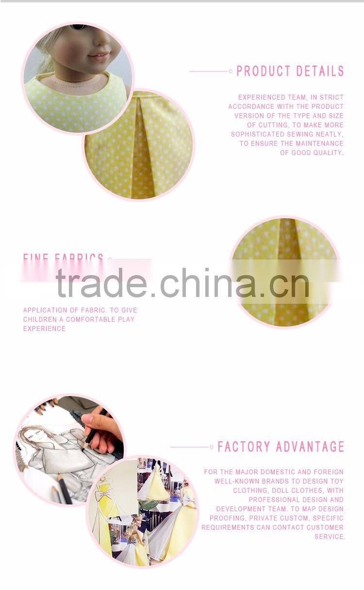 New design 18 inch american girl doll yellow long skirt