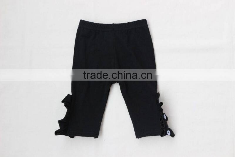2017 Seasons Baby Girls Cotton Pants Beautiful Kids Girls Solid Color Capris Lace Ruffle
