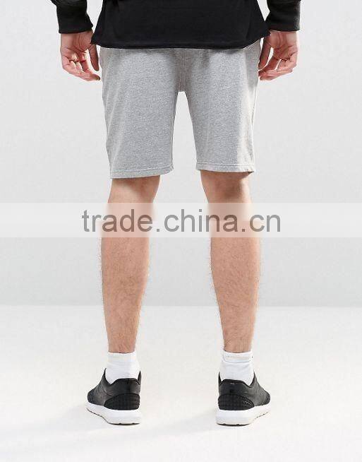 Men's Slim Fit Jersey Shorts With Zips In Grey Marl