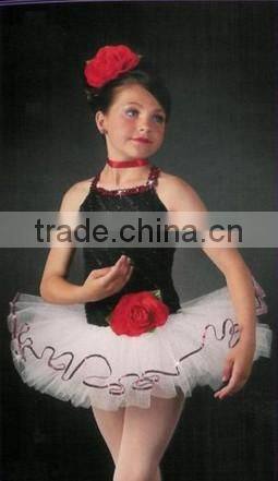 Unique leotard sexy girls ballet dress with red flower