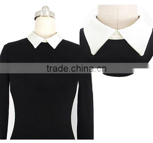 Fashion double-breasted lady Long Sleeve Formal Collar Pencil Dress For Office Design Formal Dress