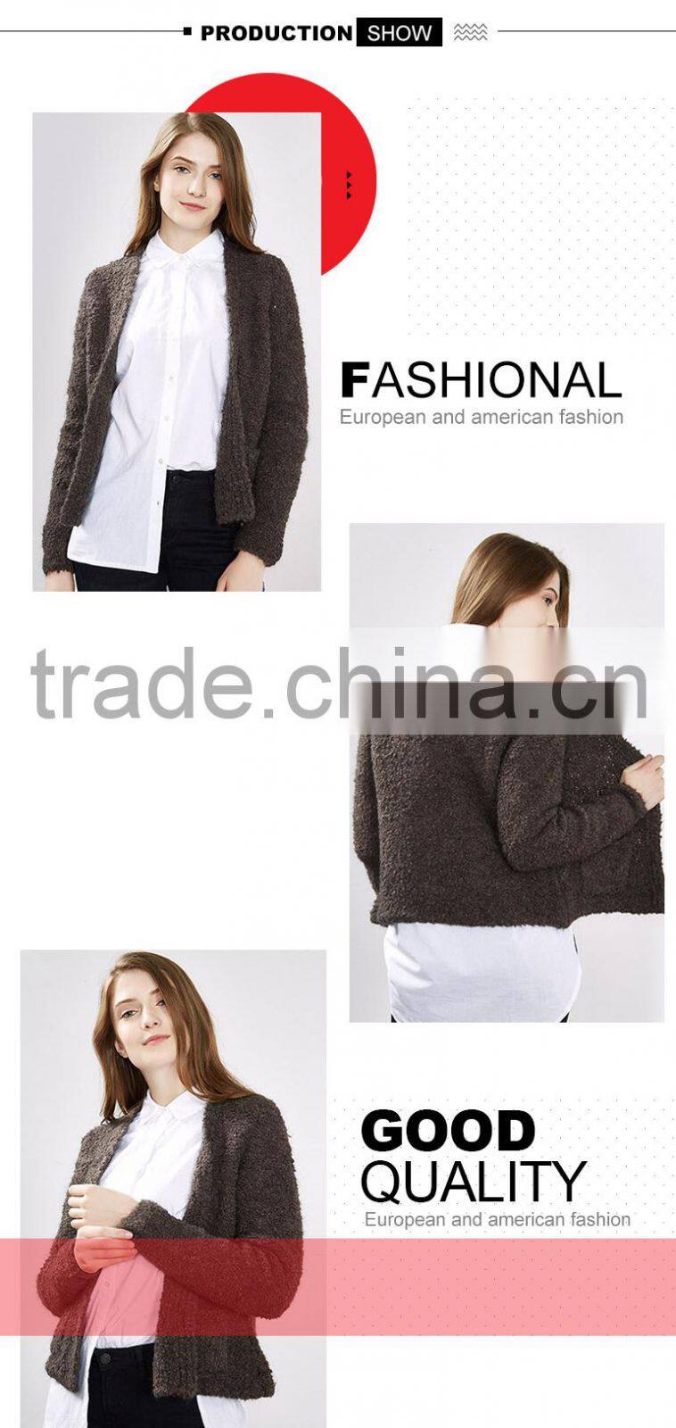 2017 latest european style ladies handmade knitting sweater cardigan for wholesale