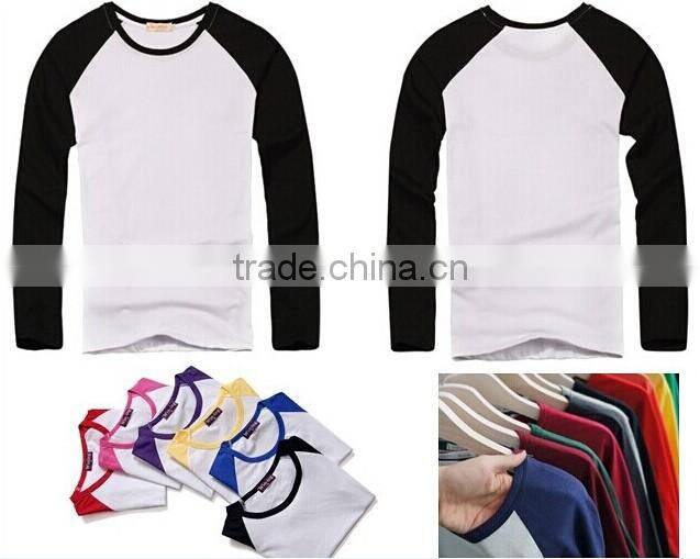 Cheap combination white&black color blank Long sleeve t shirt