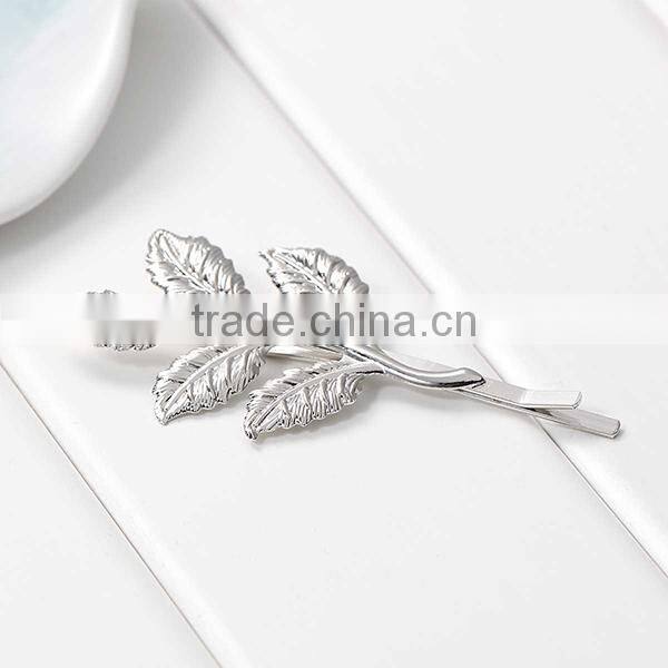 New Fashion Hair Clips Leaf Silver Tone 6.7cm - 6.5cm x3.2cm