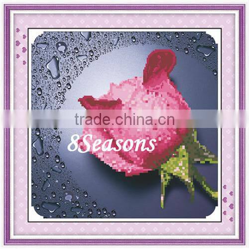 Handmade Pink Flower Embroidery Diamond Painting DIY Kit Cross Stitch