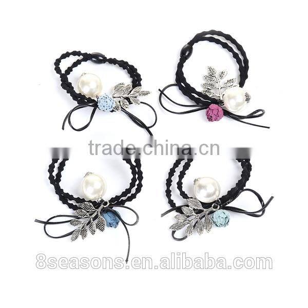 Acrylic Hair Ties Leaf Deep pink Flower