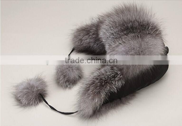 YR434B Russia Style Winter Fur Hat/Women Fashion Silver Fox Hats