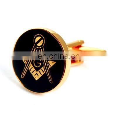 Silver Symbol Black Round Cuff link Men Shirt Cufflinks