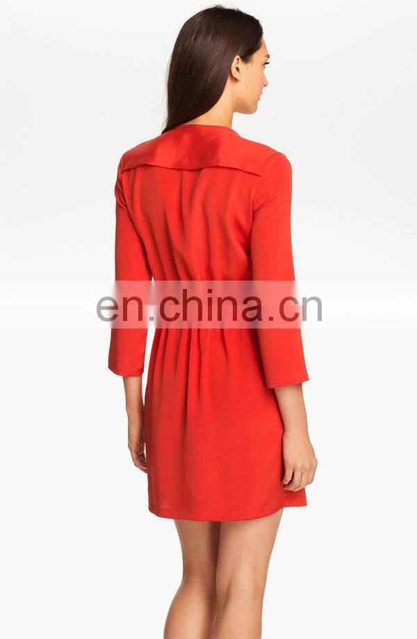 CHEFON Zippered chest pocket elasticized waist latest dress designs for ladies