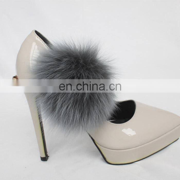 Fashion Accessory Fox Fur Pom Poms for High-heeled Shoes