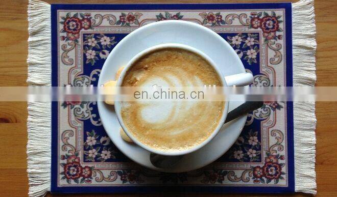 custom print rug cup coaster,Muslim oriental design velvet soft surface drink coasters for coffee