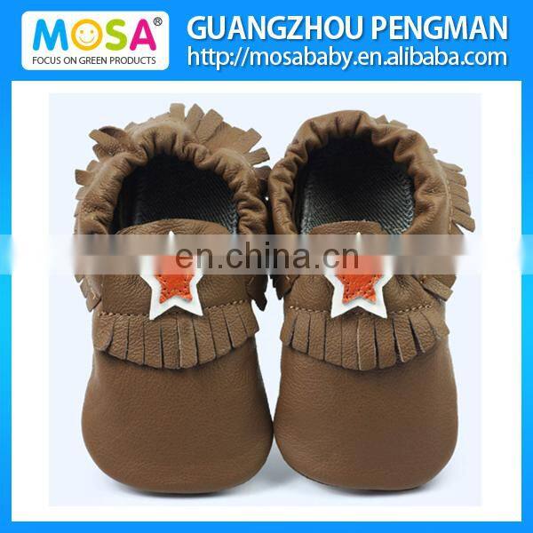 Black Toddler Tassel Genuine Leather Shoes for Baby
