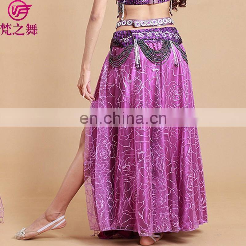 Q-6040 Professional beautiful hot sexy long glittery belly dance dress