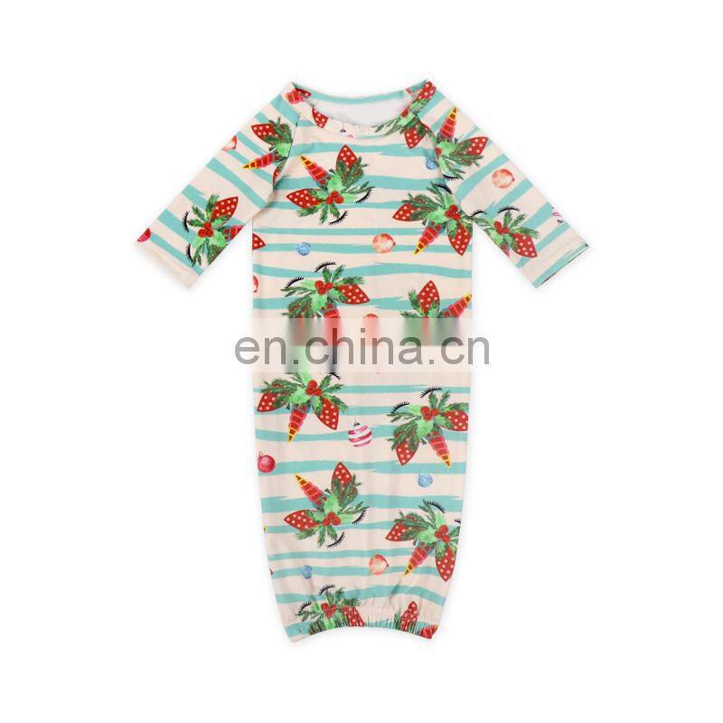 Newest Prints Baby Gowns With Knot Long Sleeve Infants Sleepwear Wholesale Toddler Pajamas Clothes bag