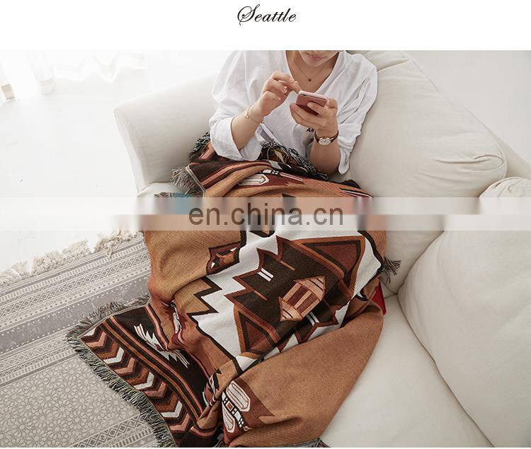 RAWHOUSE woven boho geometric rug jacquard mandala tapestry throw blanket