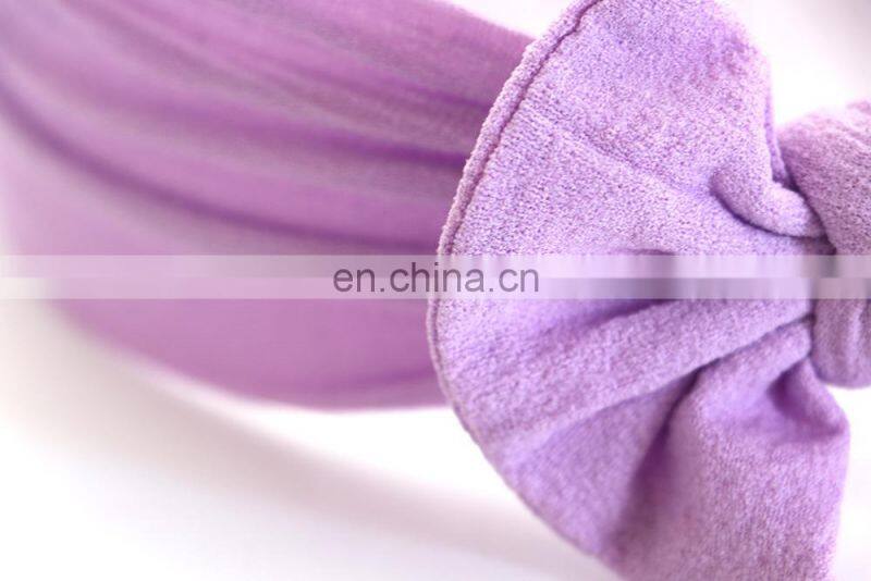 Baby turban nylon headwrap Kids Girl Handmade Soft Headbands with Bow Solid Color 18Colors