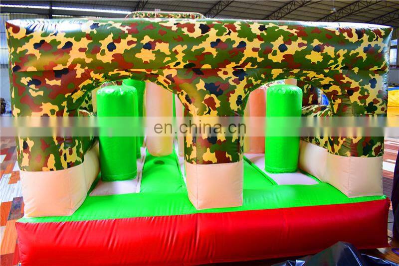 Kids outdoor camouflage boom camp inflatable bounce course for camping area